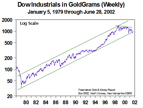 Dow Industrials in Goldgrams (Weekly) - July 2002